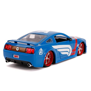 اسباب بازی ماشین فلزی فورد مدل Mustang GT و فیگور کاپیتان آمریکا Marvel با مقیاس 1:24_اسباب بازی